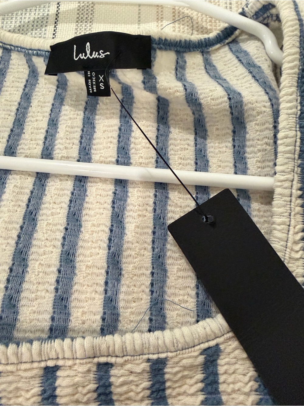 Sleeveless Blue and Cream Striped Knit Midi Dress - Picture 3 of 3